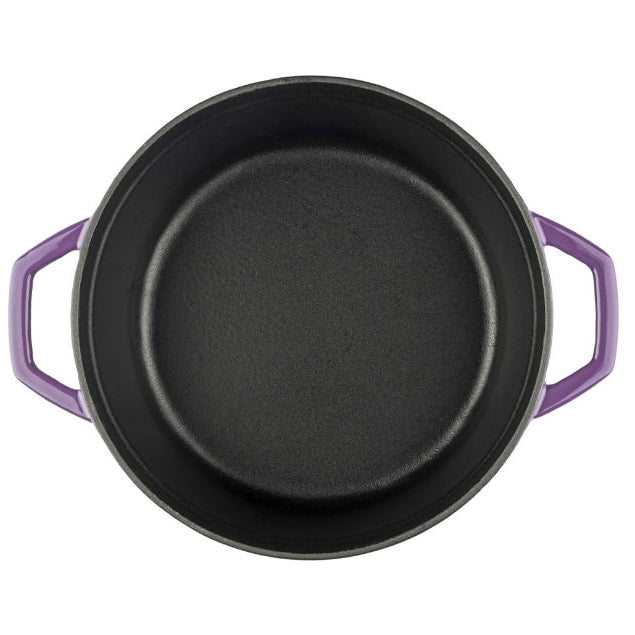 Detalle tapa cocotte lila Hosse hierro fundido sistema condensación auto-riego