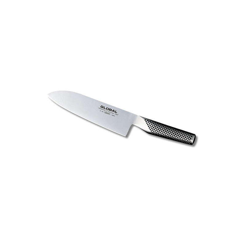 Cuchillo santoku Global G-46 hoja 18 cm Serie G, vista completa sobre fondo blanco