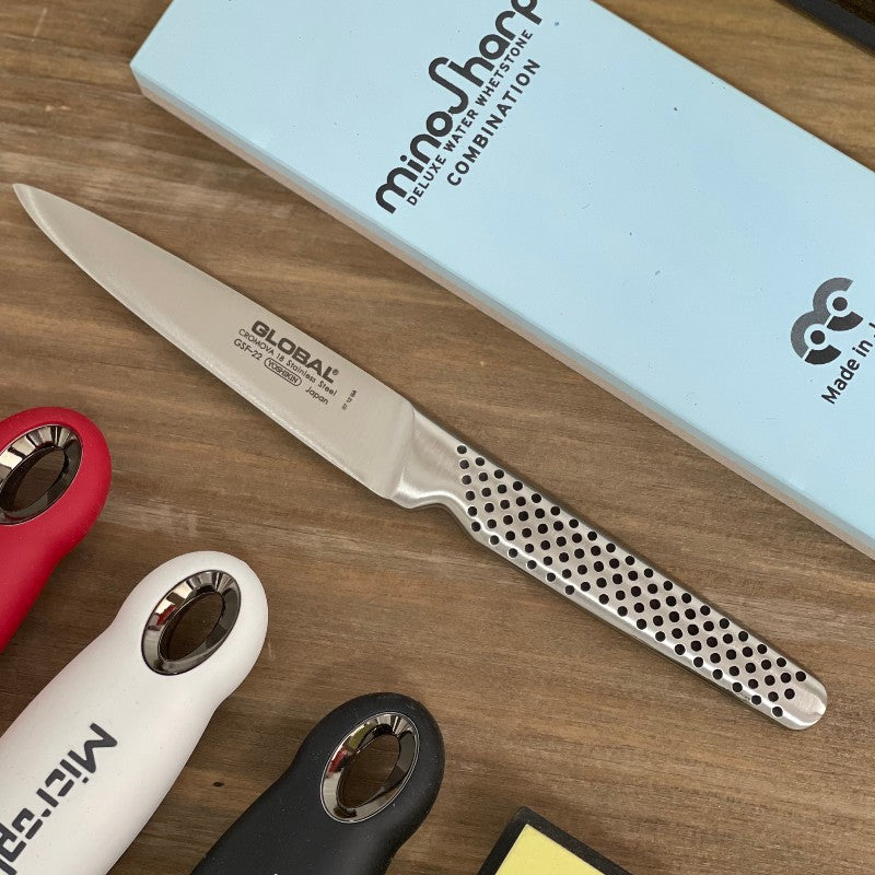 Cuchillo utilitario Global GSF-22 hoja 11 cm acero CROMOVA 18 – vista lateral completa