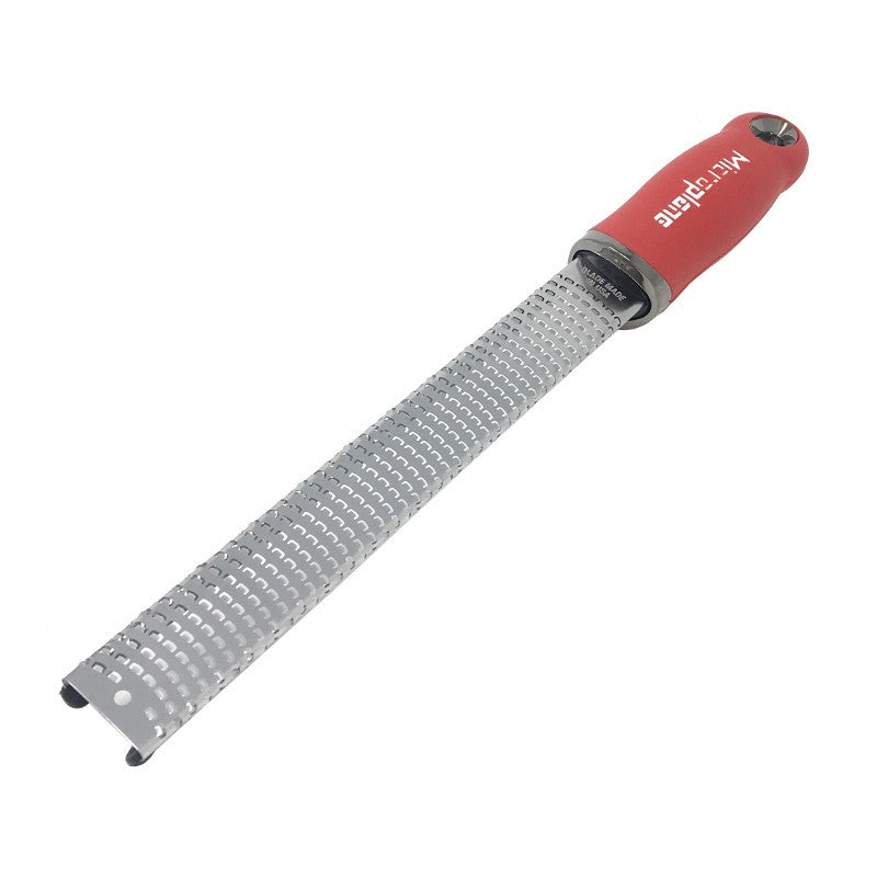 Microplane 46127 rallador profesional rojo mango silicona antideslizante ideal cítricos queso especias
