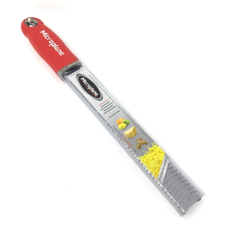 Rallador Microplane 46127 rojo vibrante acero quirúrgico afilado fotoquímico bordes curvos funcionales