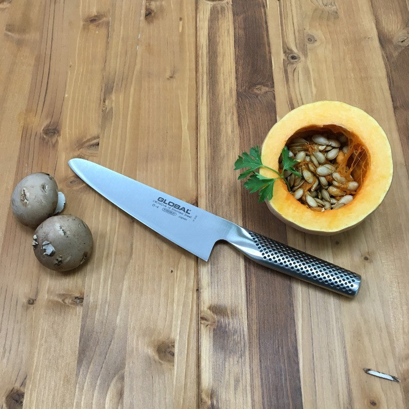 Cuchillo Global G-6 chef de 18 cm en acero CROMOVA 18, vista lateral completa