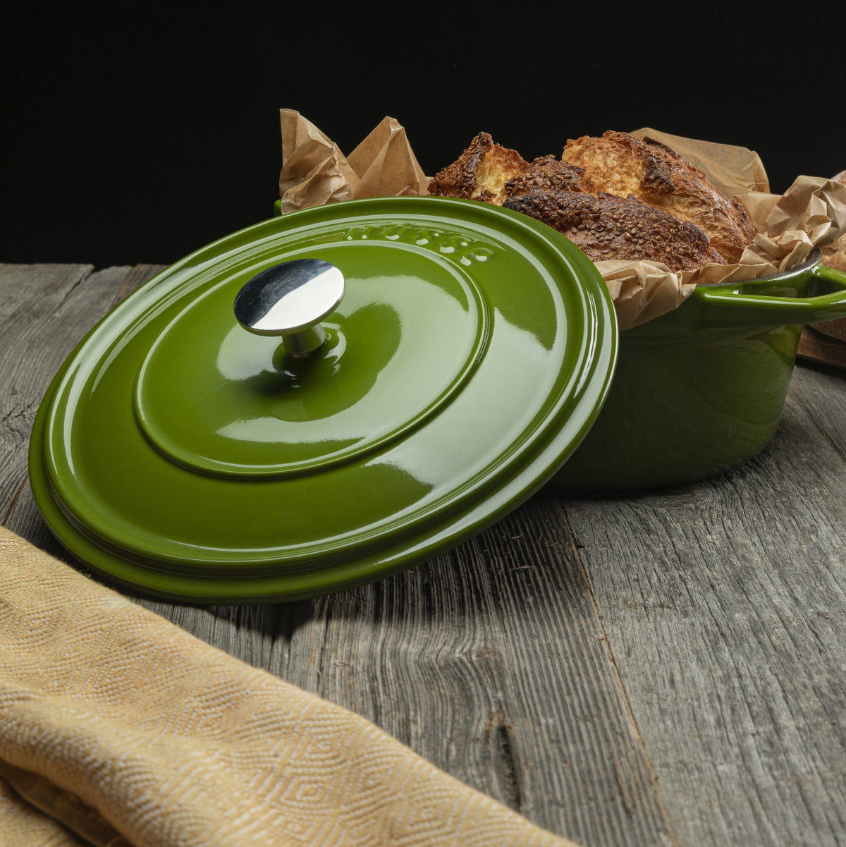 Cocotte Hierro Fundido Hosse Verde Manzana 20-24cm | Esmaltada Apta Inducción