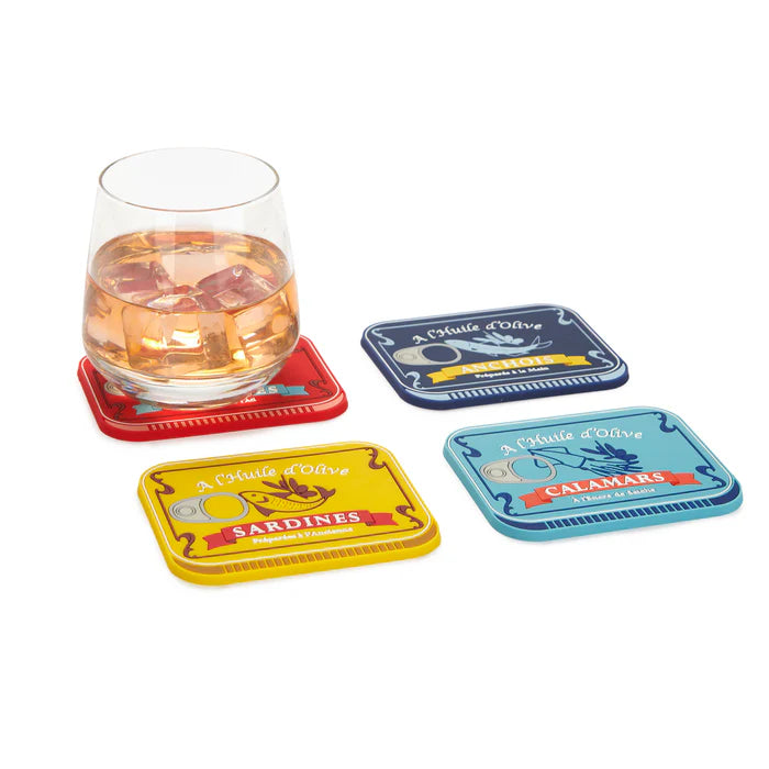 Posavasos vintage diseño lata conserva Balvi - Set 4 colores multicolor antideslizantes