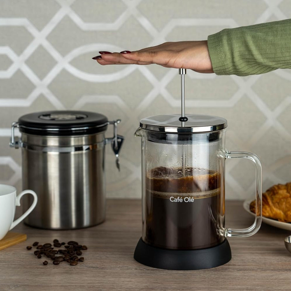 Cafetera de émbolo francesa Grunwerg doble pared de cristal