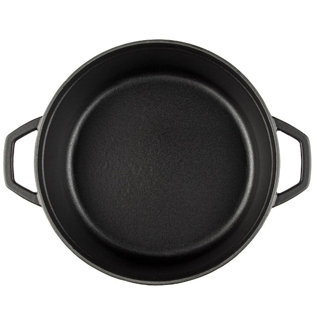 Detalle tapa cocotte negra Hosse hierro fundido sistema condensación auto-riego
