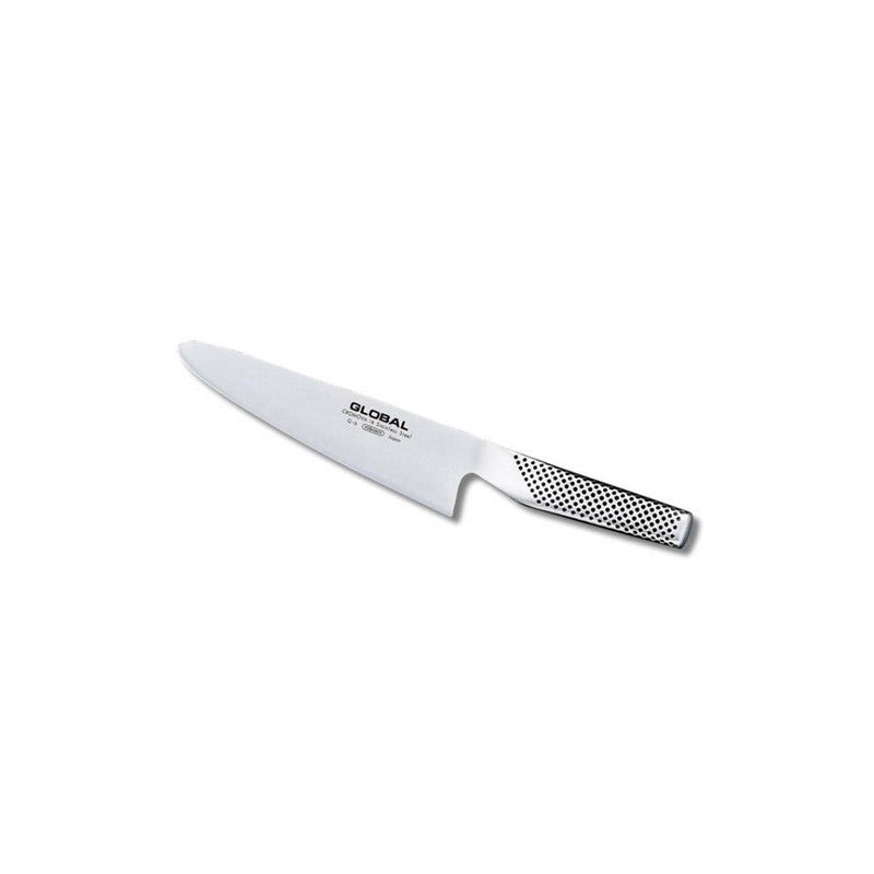Cuchillo Global G-6 chef Serie G, vista completa sobre fondo blanco