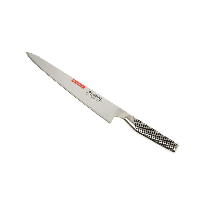 Cuchillo fileteador flexible Global G-19 hoja 29 cm Serie G, vista completa fondo blanco