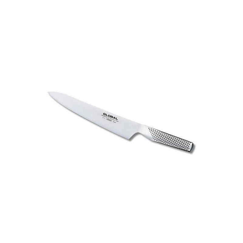 Cuchillo trinchante Global G-3 21 cm – detalle hoja y mango monobloque acero inoxidable