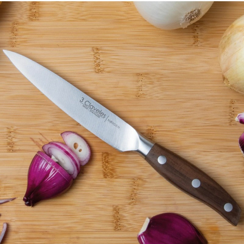 Cuchillo utilitario 3 Claveles Norden 13 cm con mango de roble natural