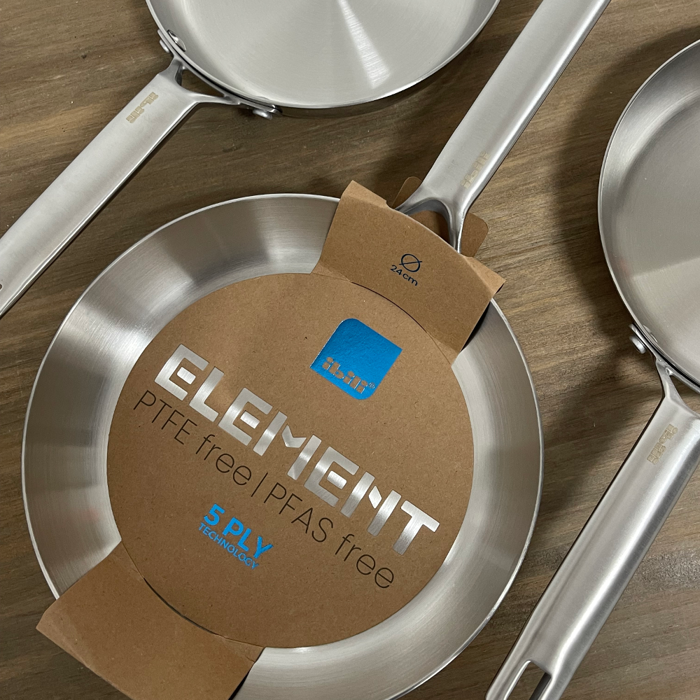 Sartén Element Ibili 5 capas acero inoxidable 20cm 24cm 28cm tres tamaños disponibles cocina profesional