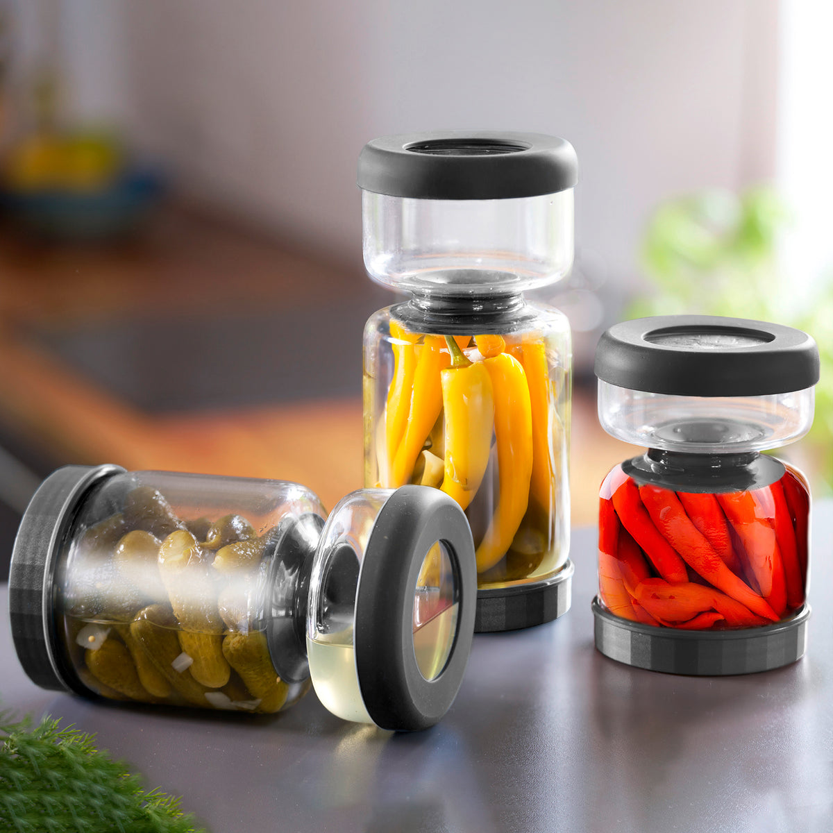 Tarro escurridor para encurtidos Westmark 750 ml en vidrio borosilicato
