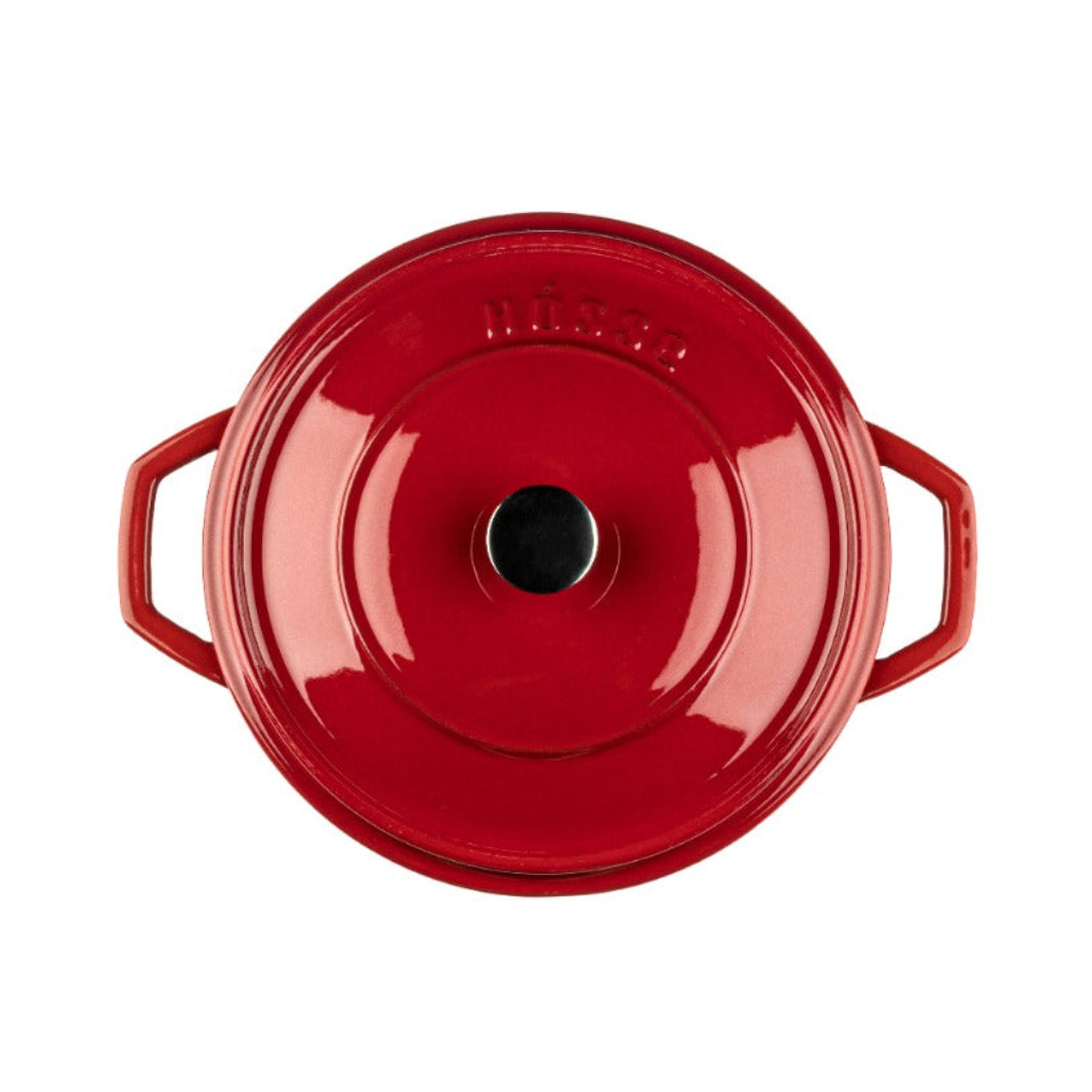Cocotte hierro fundido Hosse roja 20cm 24cm esmaltada apta inducción horno
