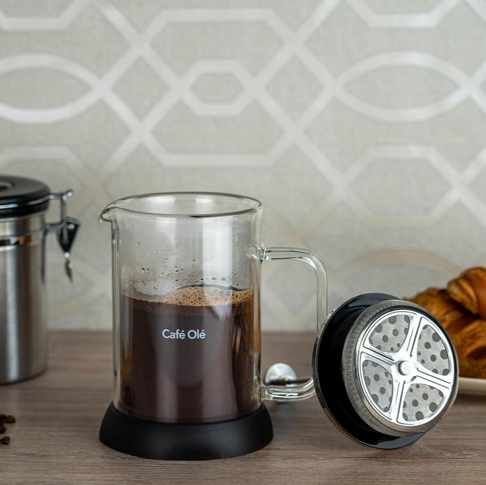 Cafetera francesa de émbolo – vista lateral doble pared