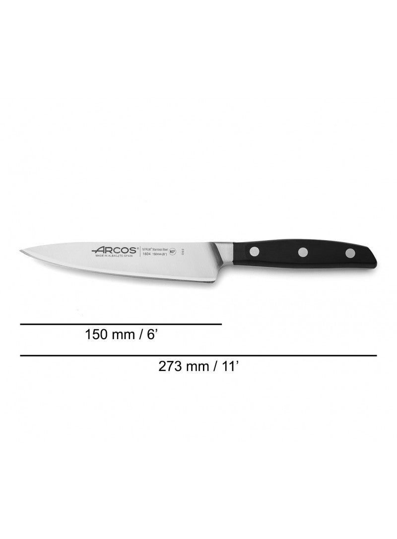 Cuchillo chef Arcos Manhattan 15cm acero inoxidable forjado diseño ergonómico contemporáneo

