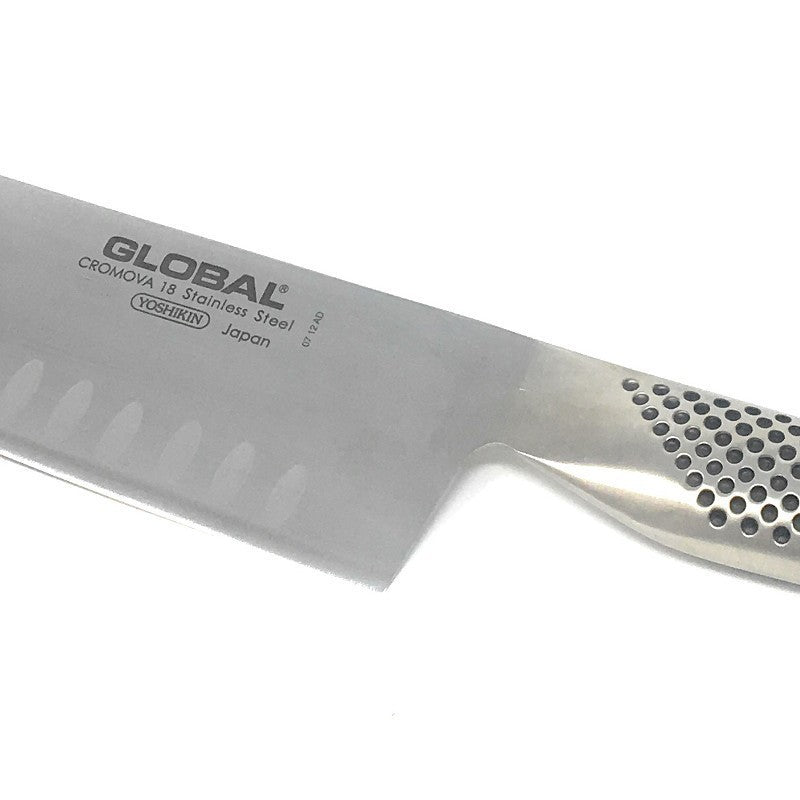 Cuchillo nakiri Global G-81 18 cm – mango monobloque con microperforaciones
